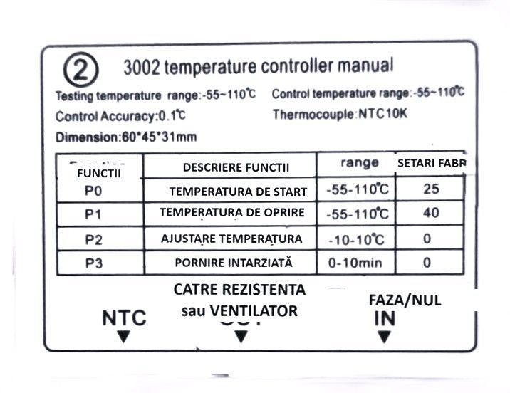 Setari de fabrica termostat digital incalzire rasadnita 1500W